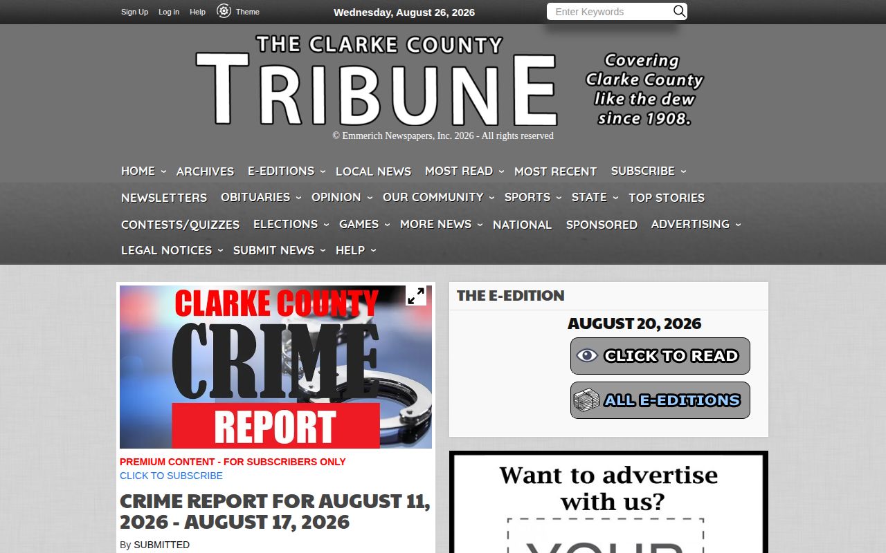 Clarke County weekly arrest report from the sheriff docket booking records source