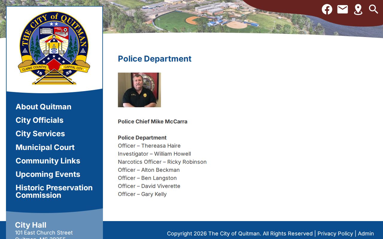Clarke County Quitman police department page for arrest record routing